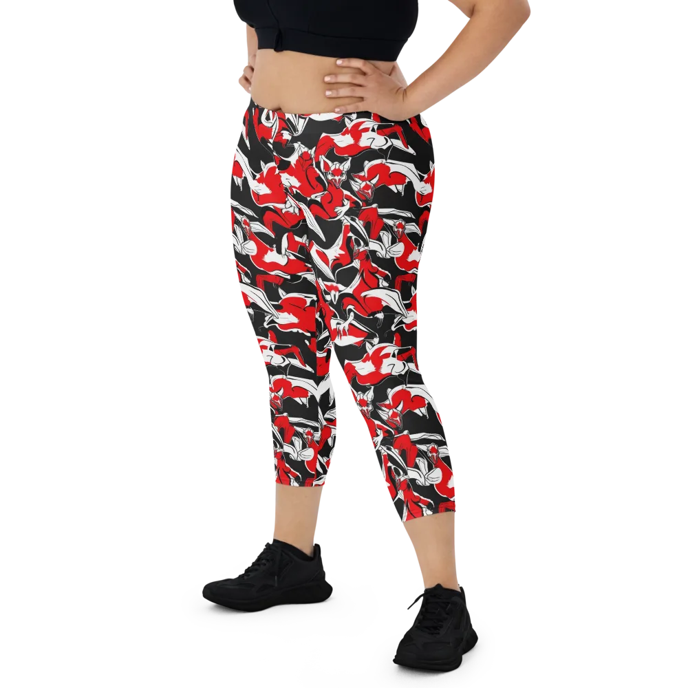 Crimson Nocturne on Capri Leggings — Front