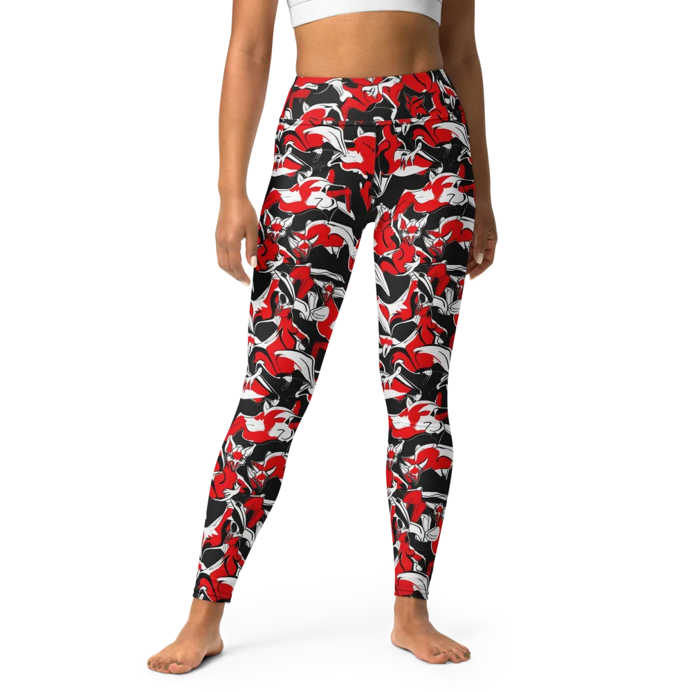 Crimson Nocturne on Yoga Leggings — Front