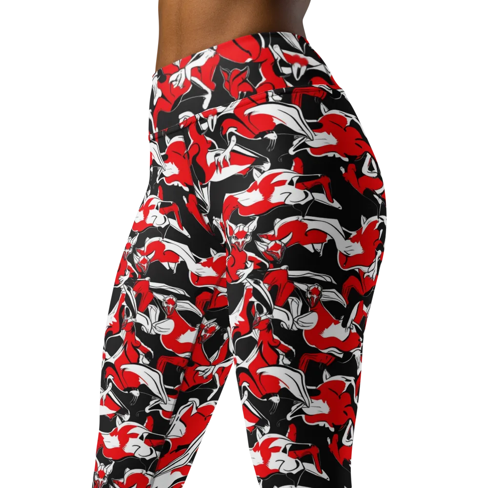 Crimson Nocturne on Yoga Leggings — Left Front