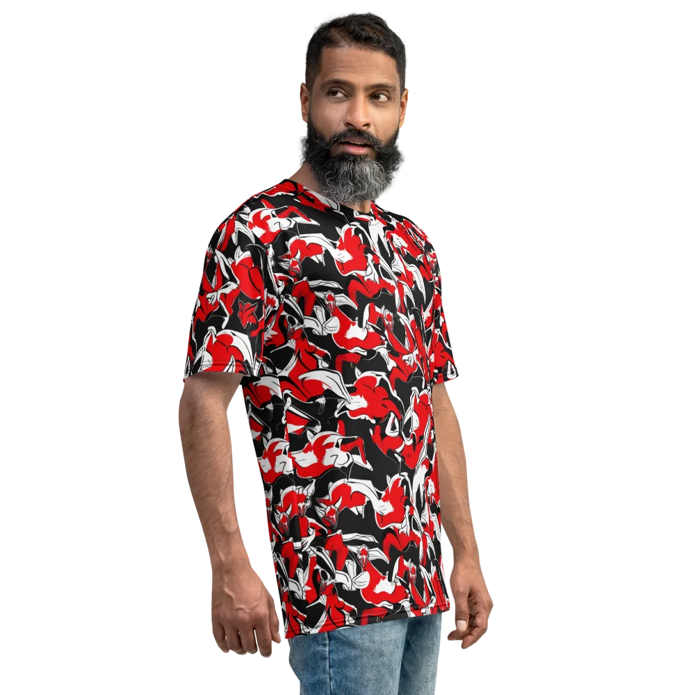 Crimson Nocturne on Men's Crew Neck T-Shirt — Right