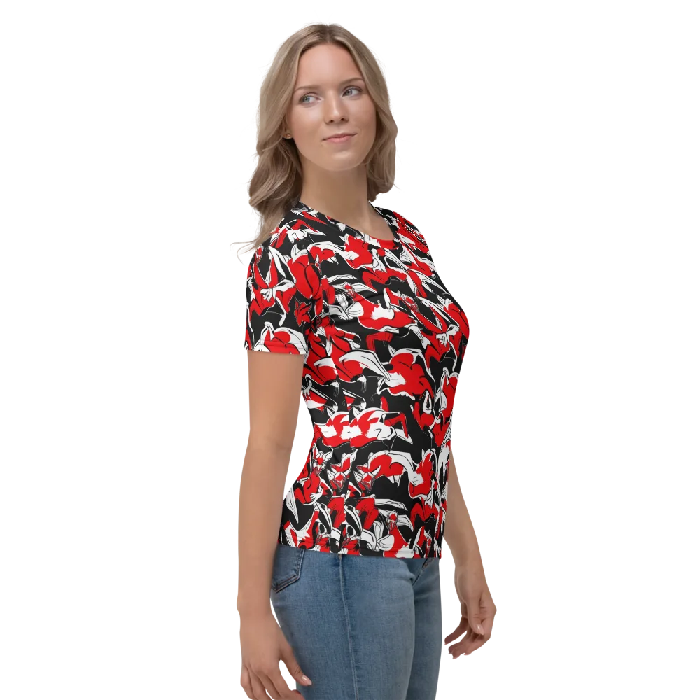 Crimson Nocturne on Women's Crew Neck T-Shirt — Right