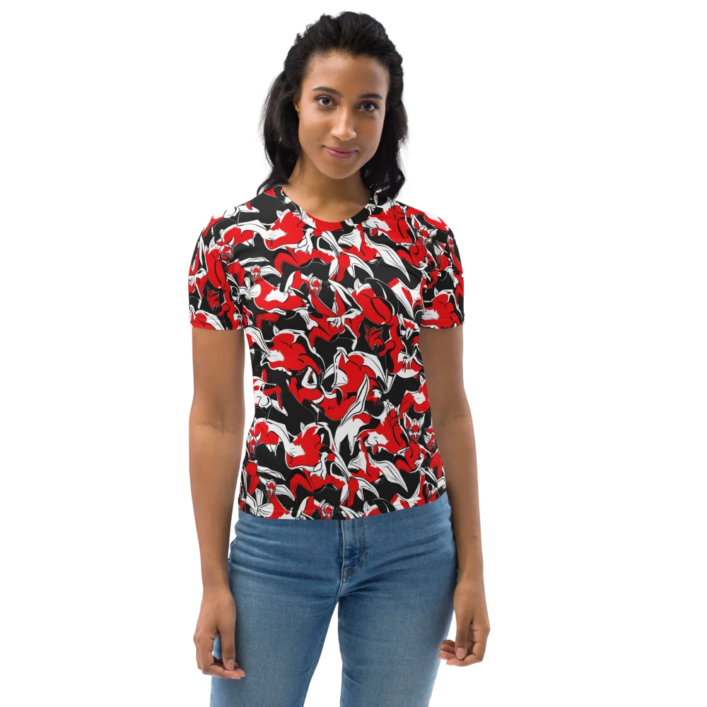 Crimson Nocturne on Women's Crew Neck T-Shirt — Front