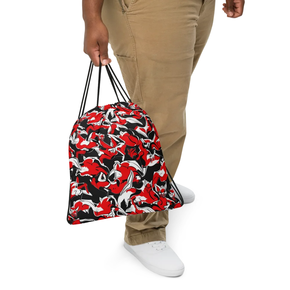 Crimson Nocturne on Drawstring Bag — Front