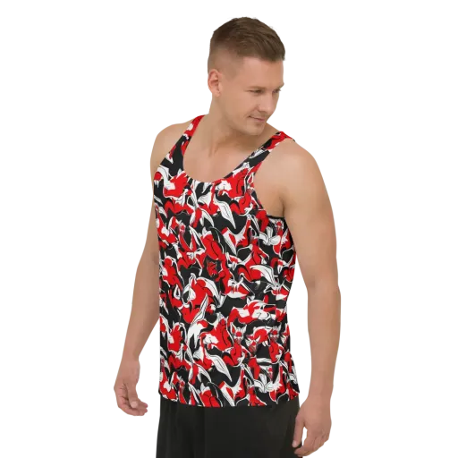 Crimson Nocturne on a Men's Tank Top