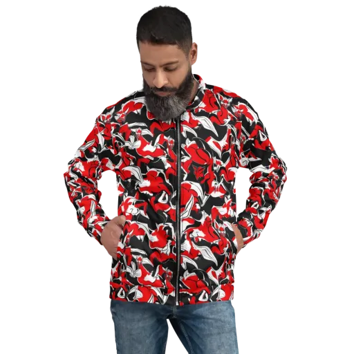 Crimson Nocturne on a Bomber Jacket