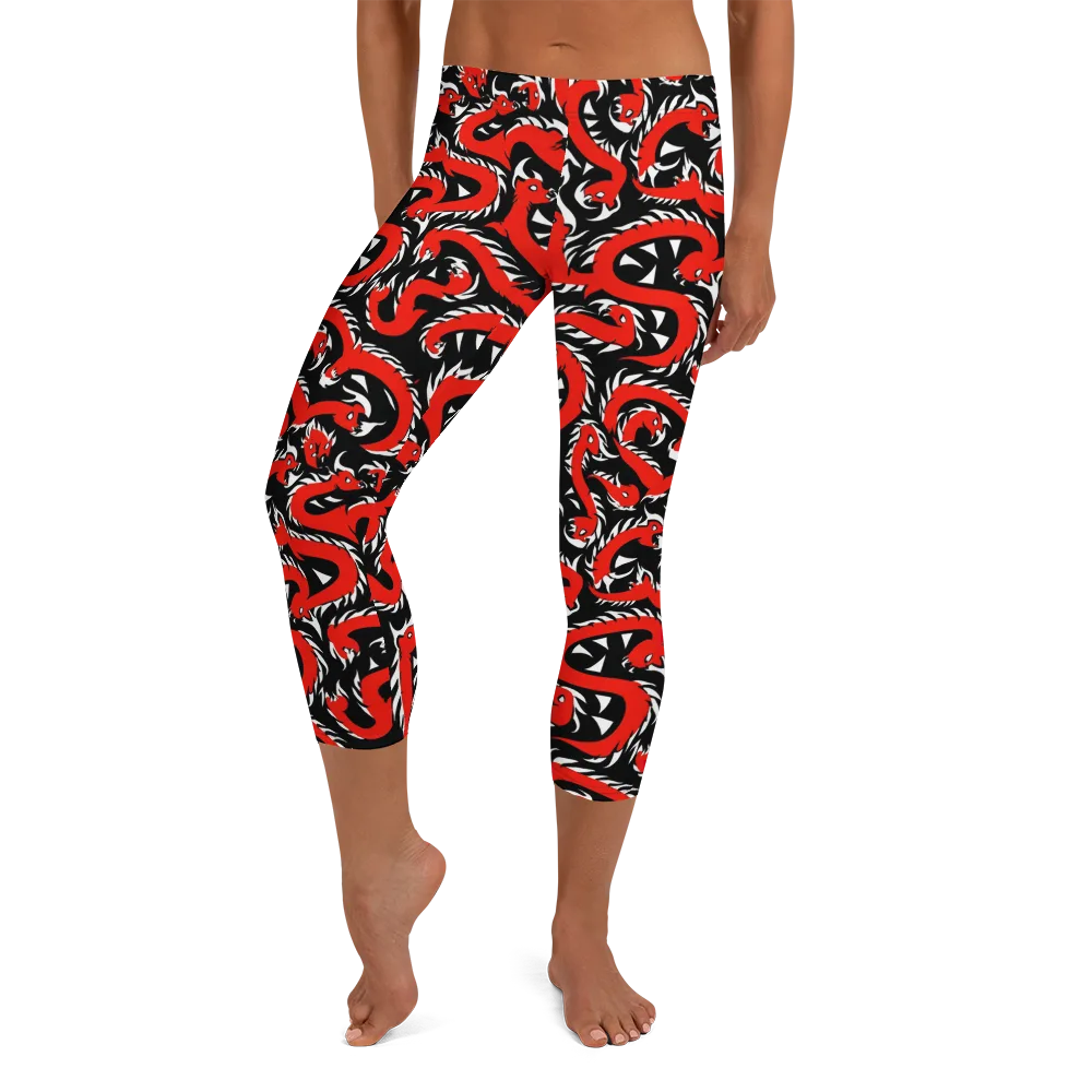 Crimson Coil on Capri Leggings — Front