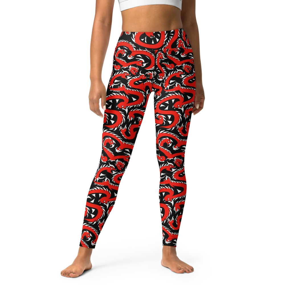 Crimson Coil on Yoga Leggings — Front