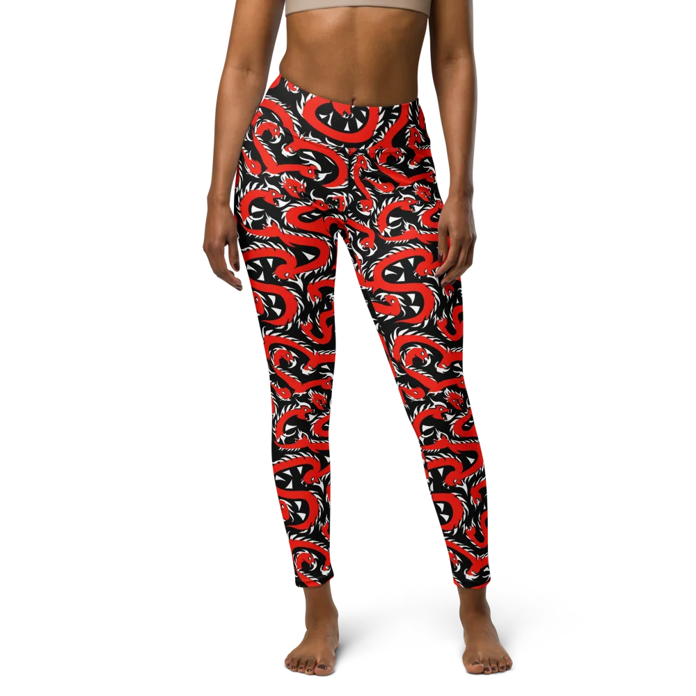 Crimson Coil on Yoga Leggings — Front