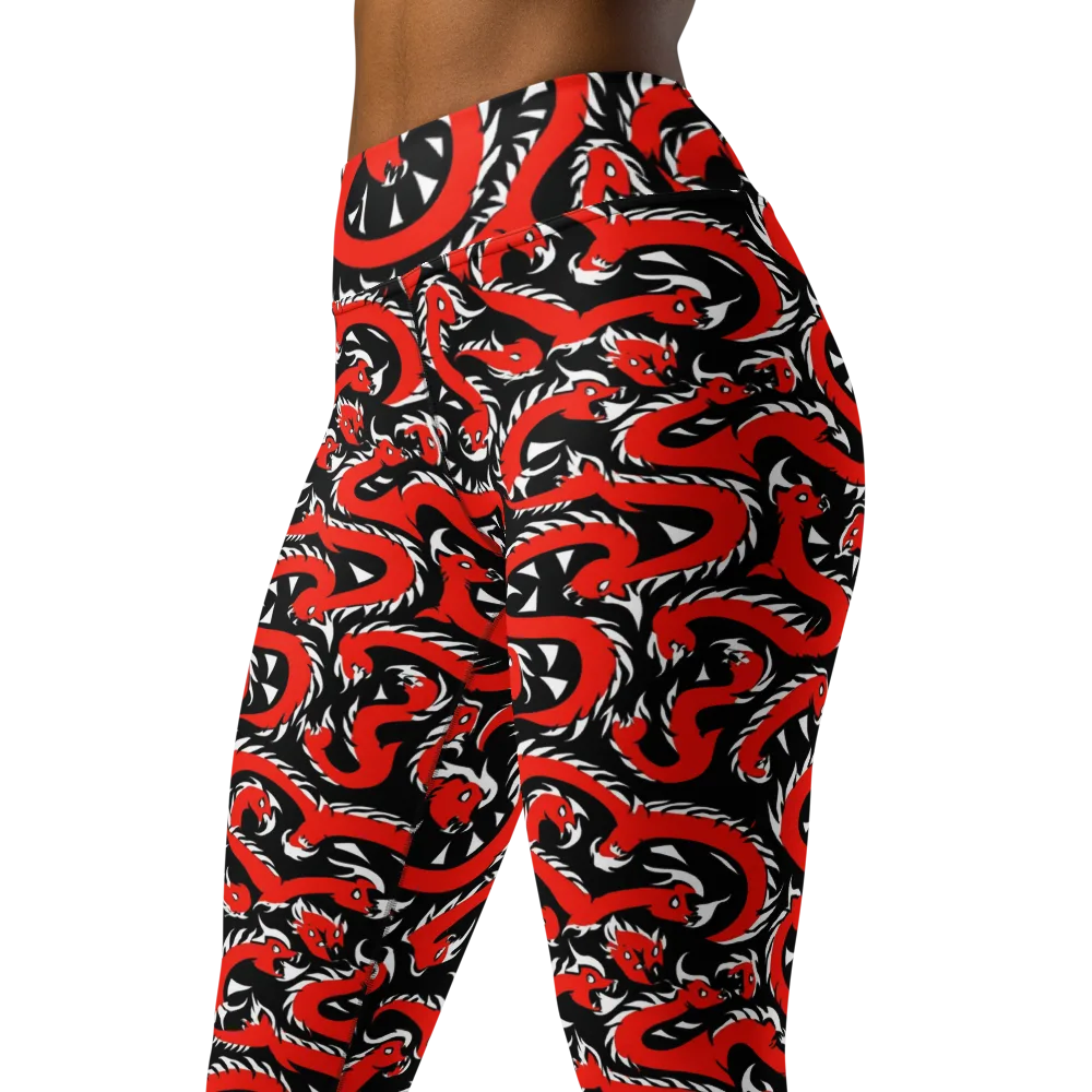 Crimson Coil on Yoga Leggings — Left Front