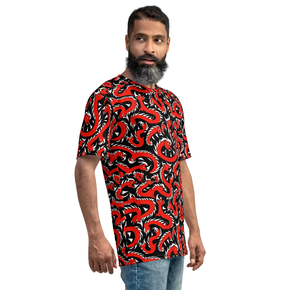 Crimson Coil on Men's Crew Neck T-Shirt — Right