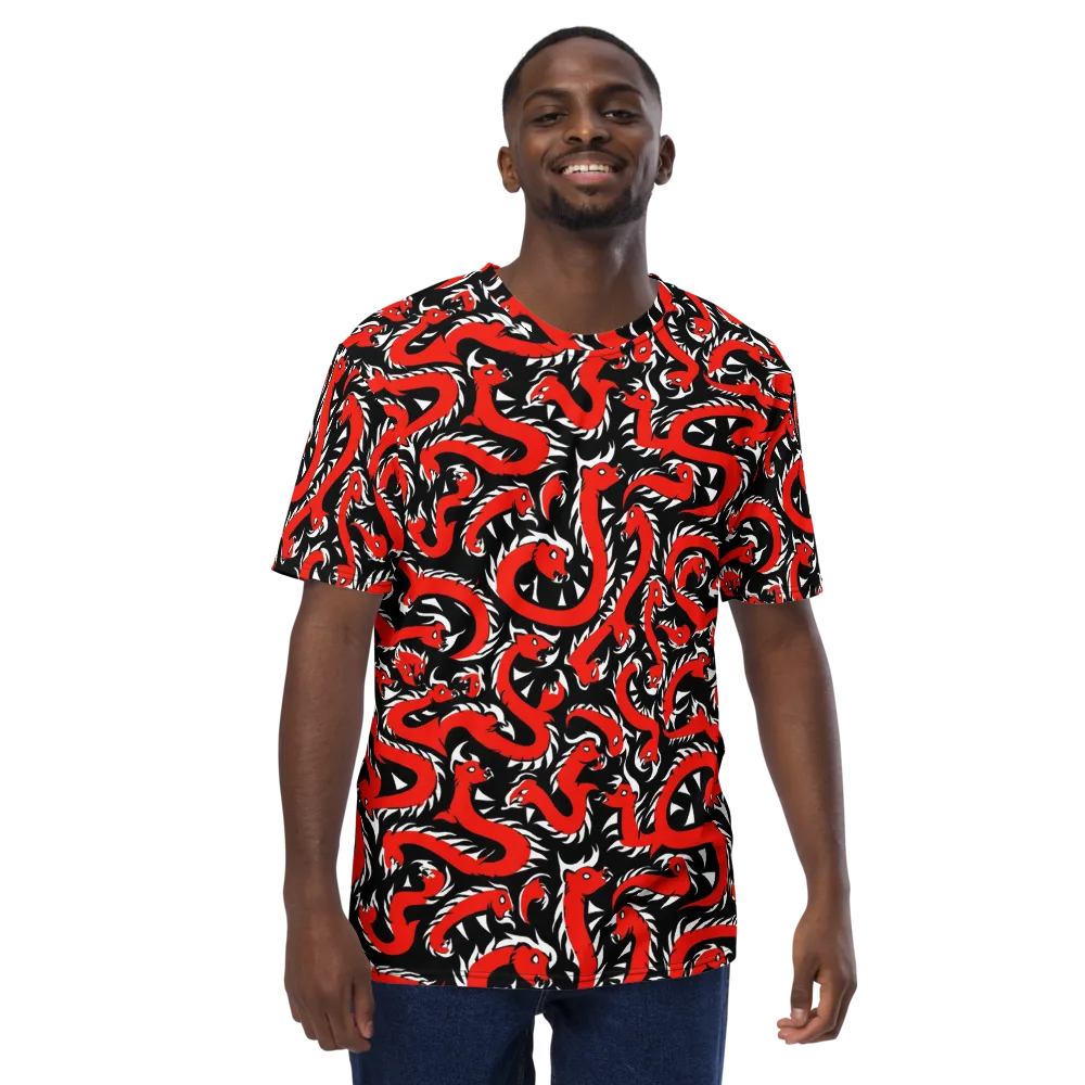 Crimson Coil on Men's Crew Neck T-Shirt — Front