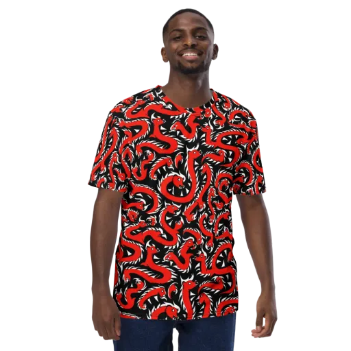 Crimson Coil on a Men's Crew Neck T-Shirt