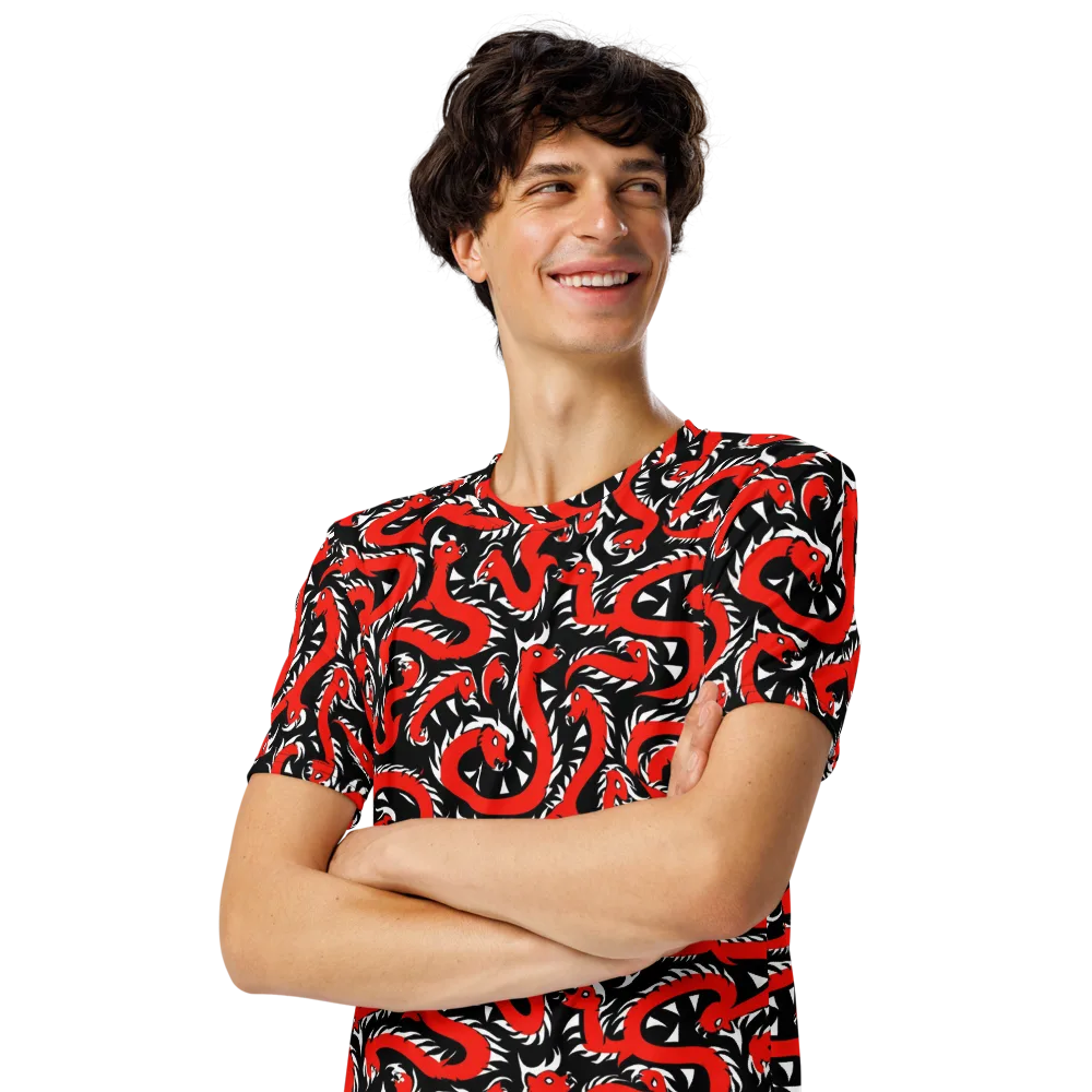 Crimson Coil on Men's Crew Neck T-Shirt — Left Front
