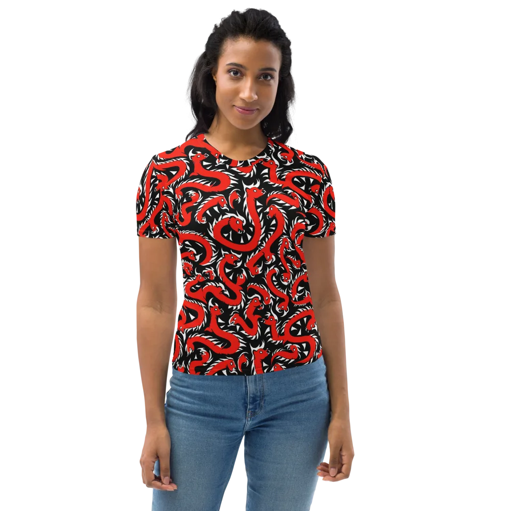 Crimson Coil on Women's Crew Neck T-Shirt — Front
