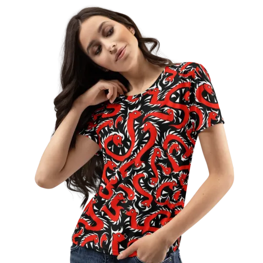 Crimson Coil on a Women's Crew Neck T-Shirt