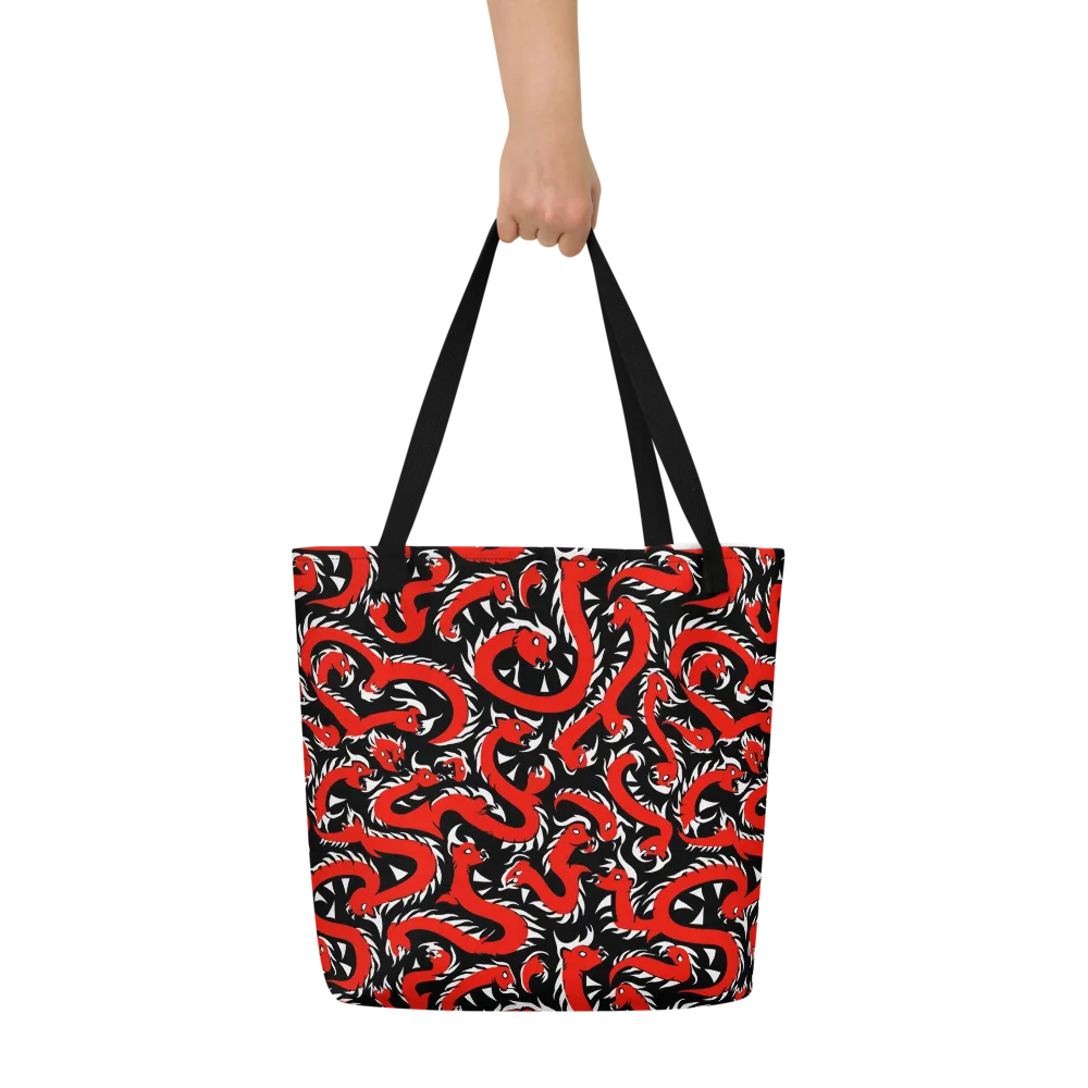 Crimson Coil on Large Tote Bag W/ Pocket — Front