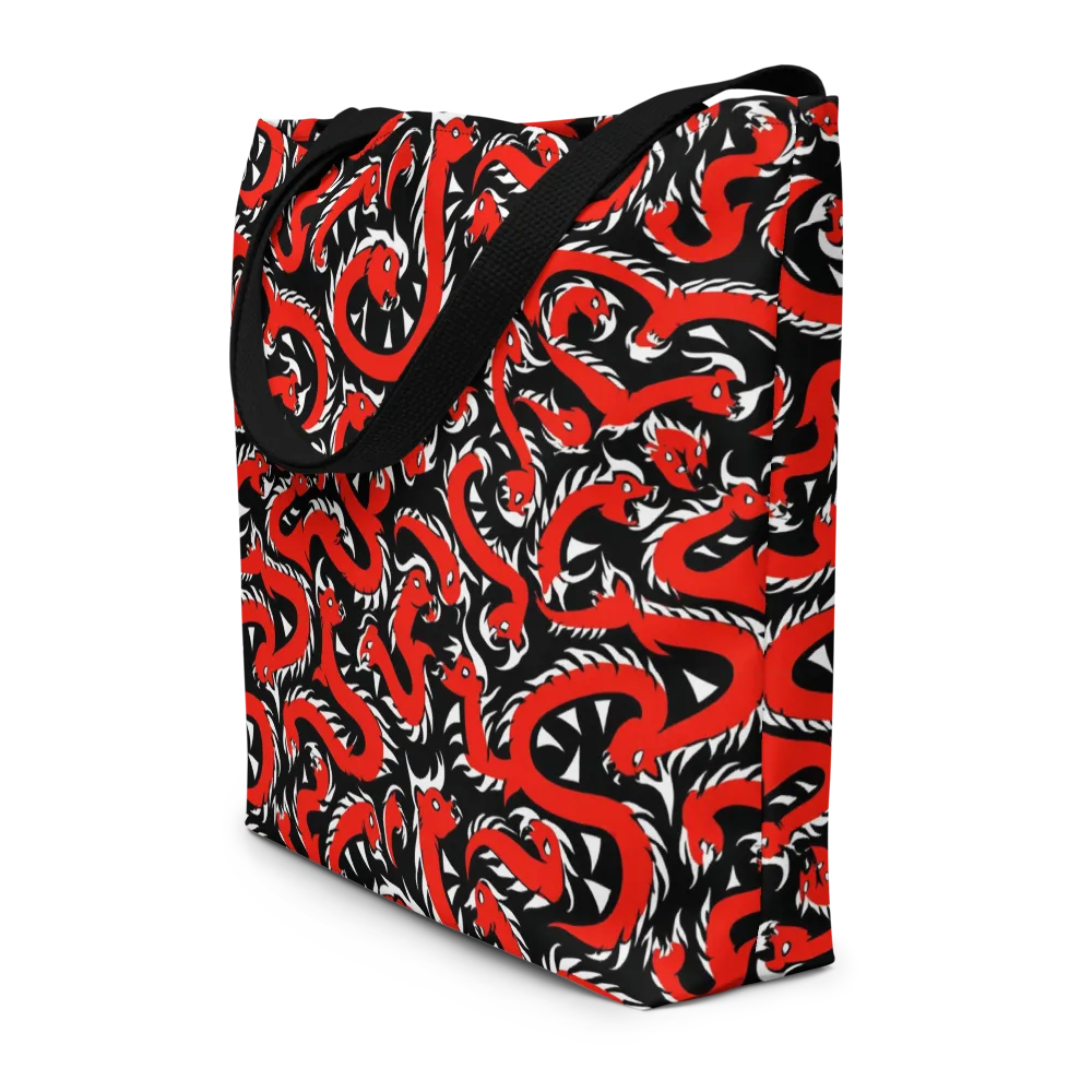Crimson Coil on Large Tote Bag W/ Pocket — Front