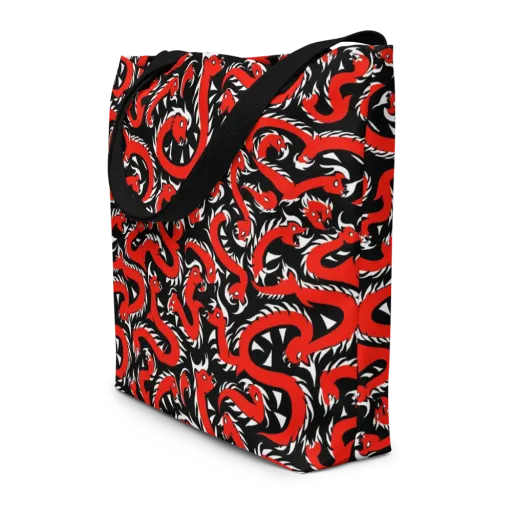 Crimson Coil on a Large Tote Bag W/ Pocket