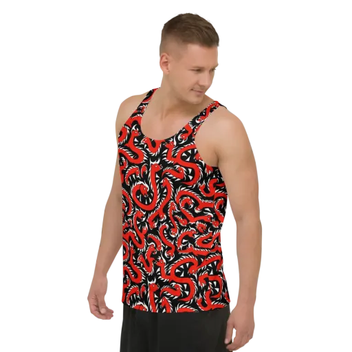 Crimson Coil on a Men's Tank Top