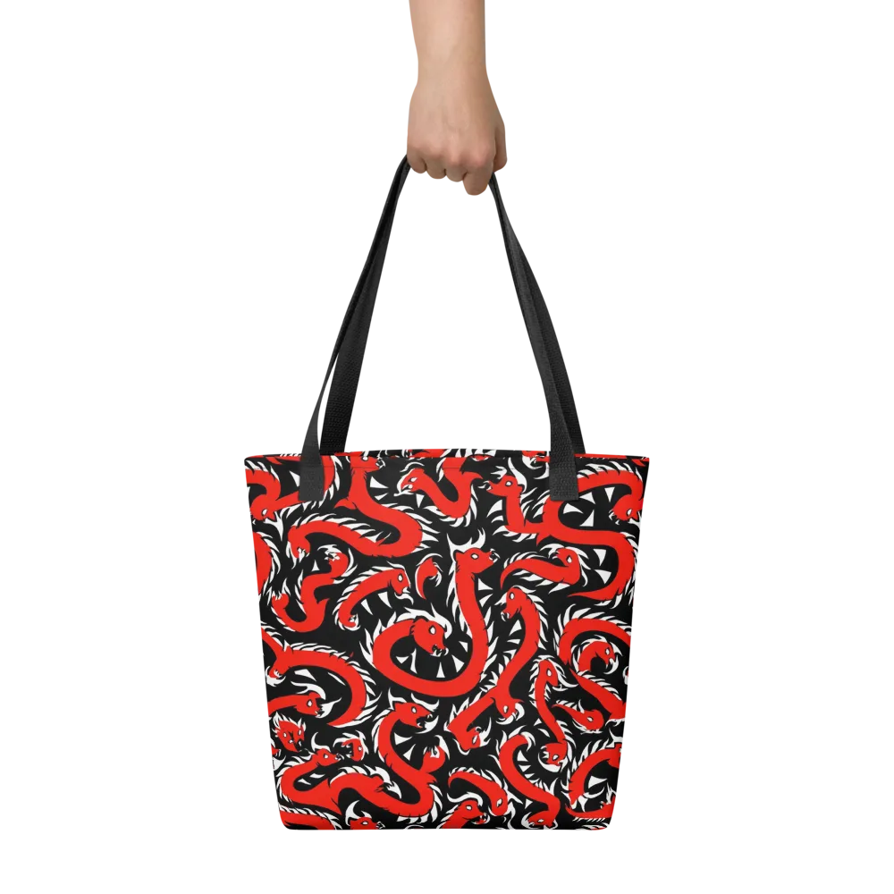 Crimson Coil on Tote Bag — Front