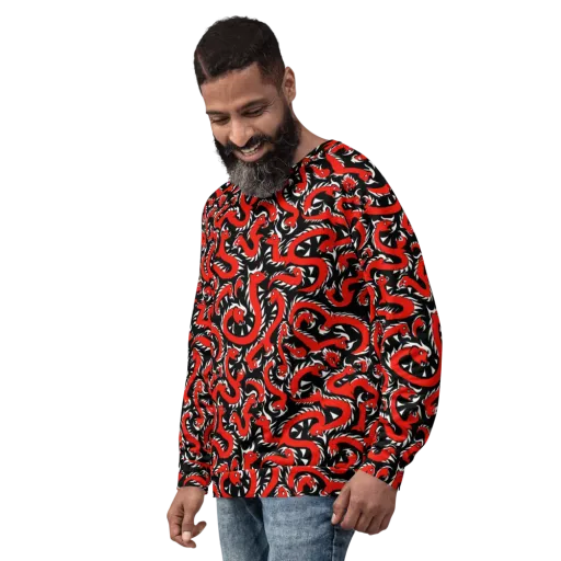 Crimson Coil on a Sweatshirt