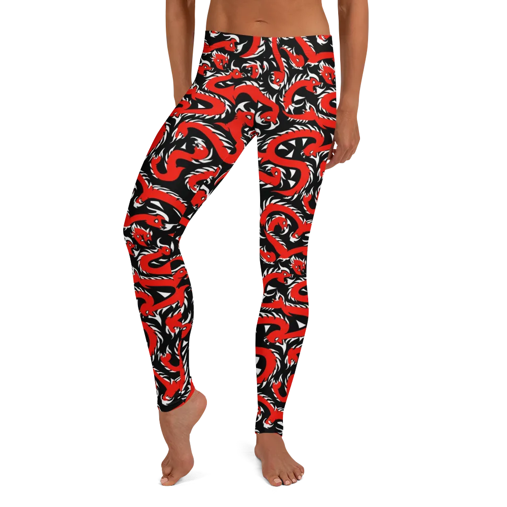 Crimson Coil on Leggings — Front