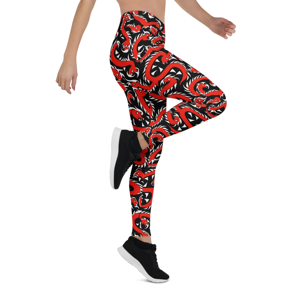 Crimson Coil on Leggings — Right
