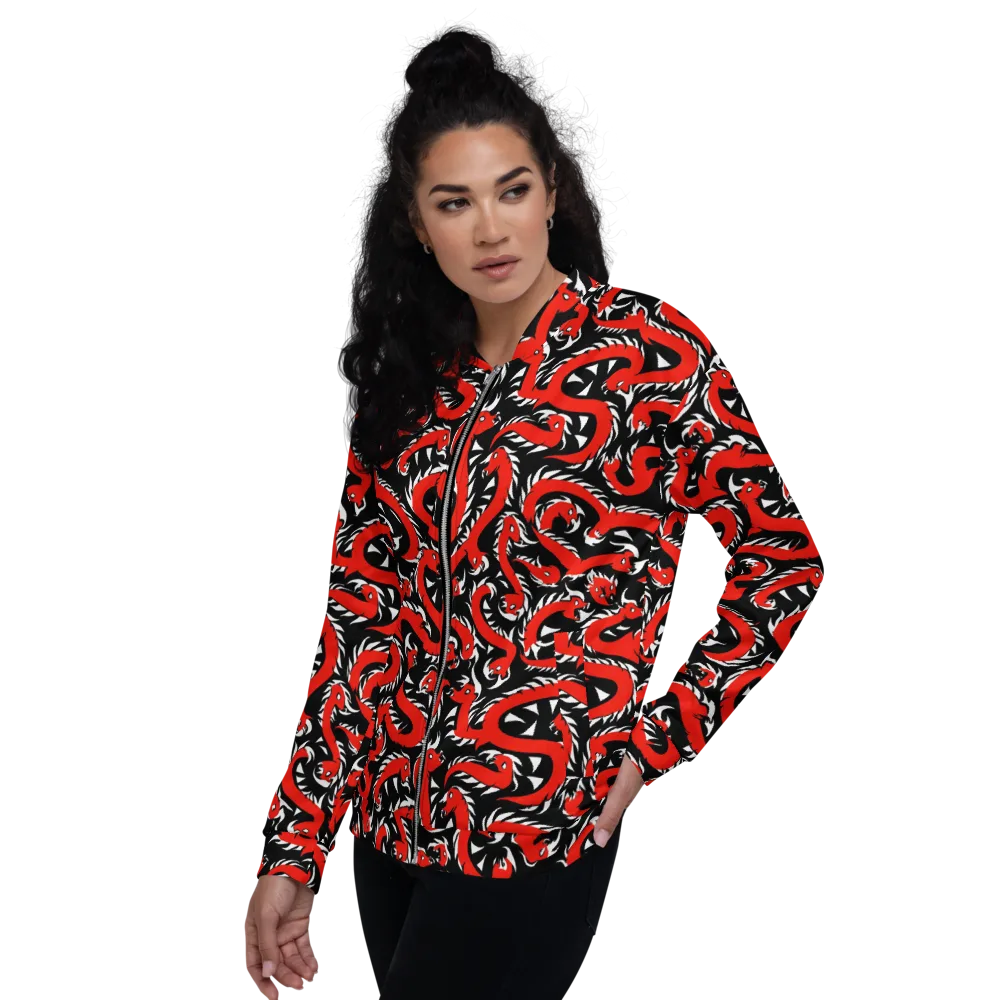 Crimson Coil on Bomber Jacket — Left