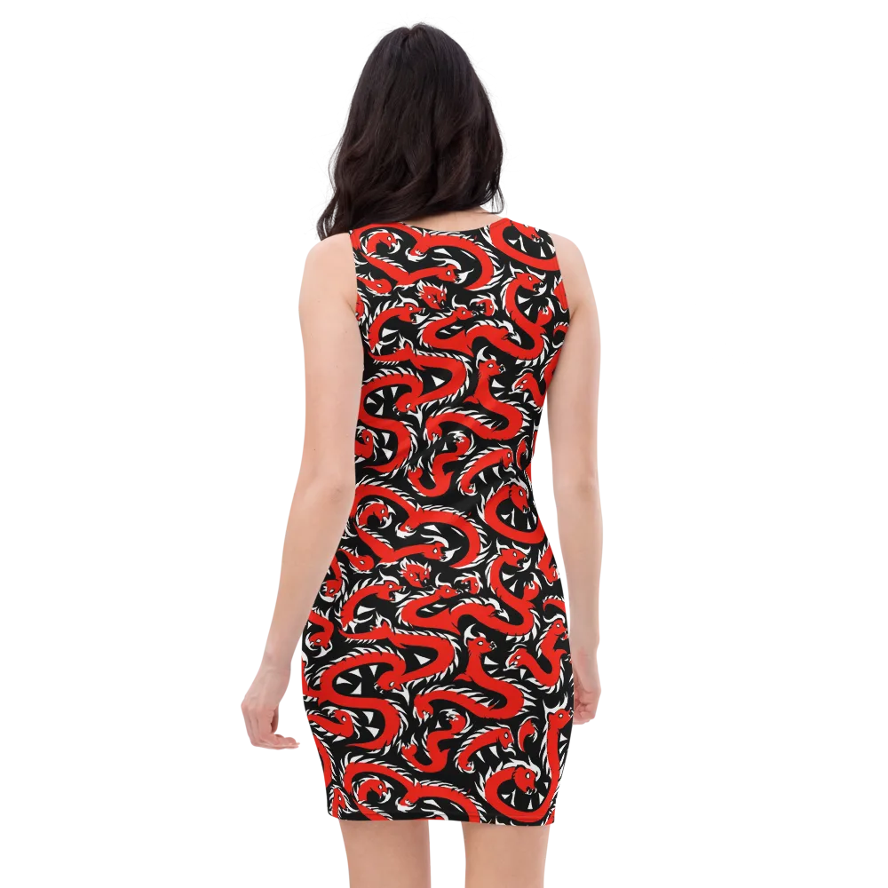Crimson Coil on Bodycon Dress — Back