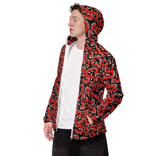 Crimson Coil on a Men's Windbreaker