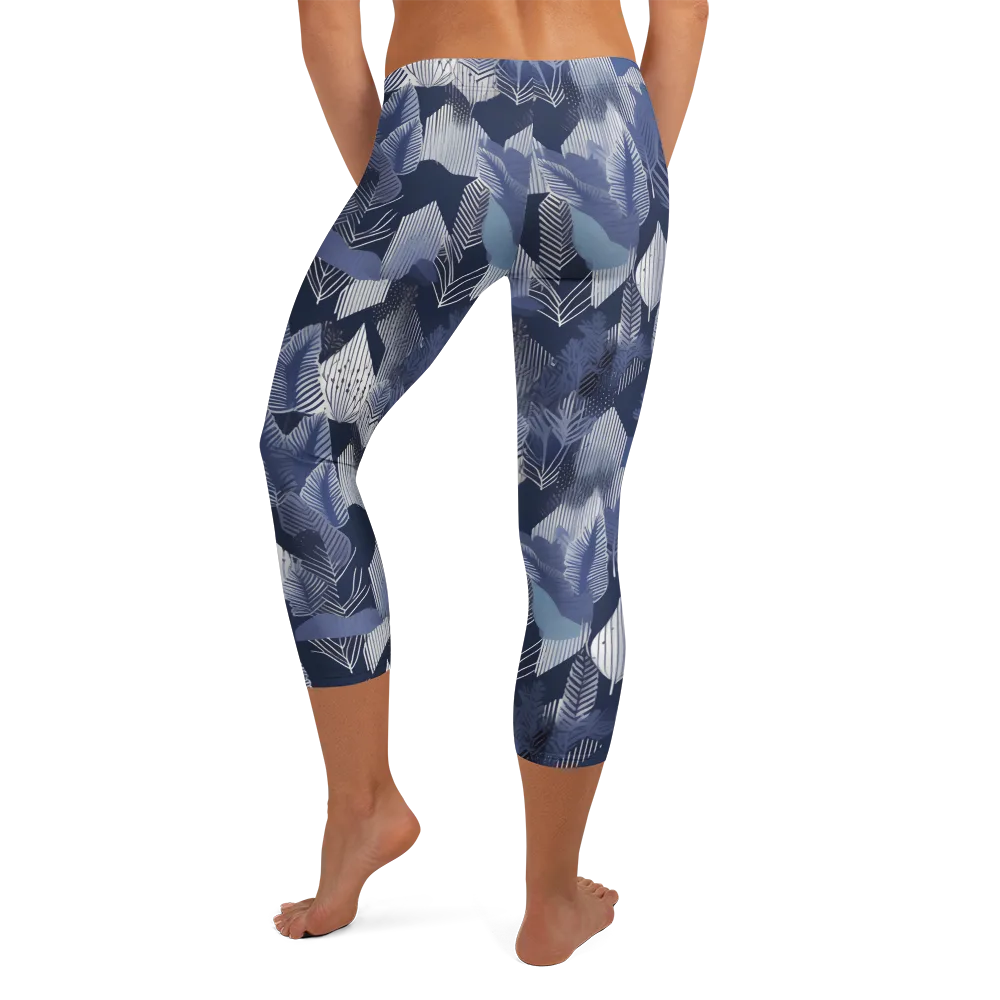 Midnight Frond on Capri Leggings — Back