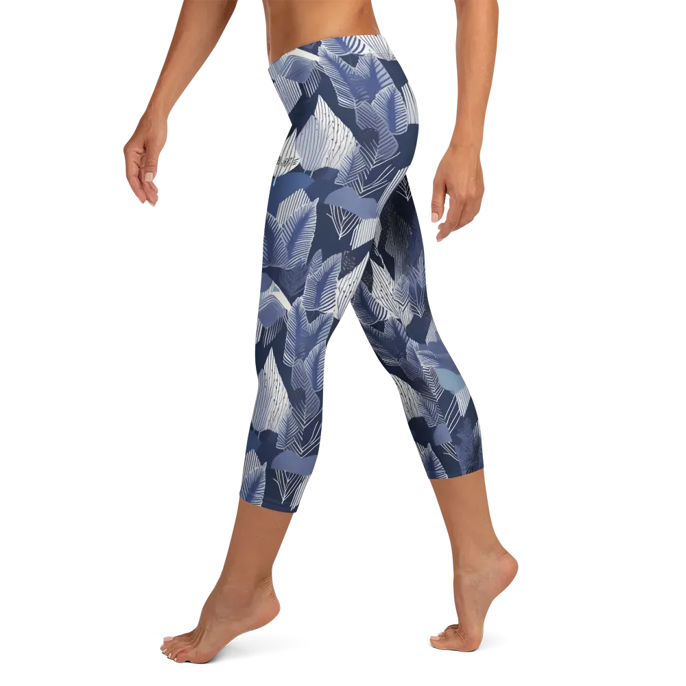 Midnight Frond on Capri Leggings — Left