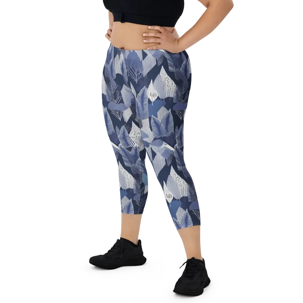Midnight Frond on Capri Leggings — Front