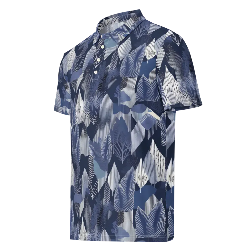 Midnight Frond on Men's Slim Fit Polo Shirt — Left Front