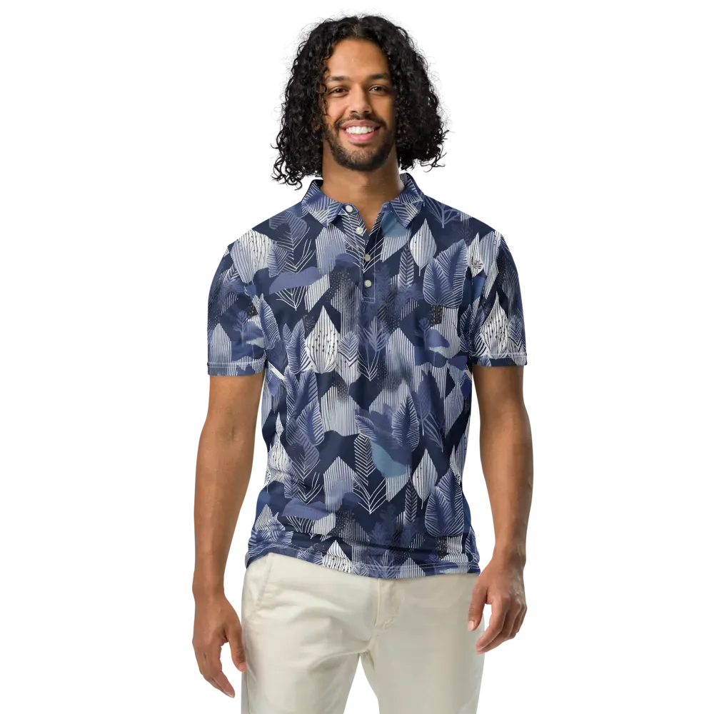 Midnight Frond on Men's Slim Fit Polo Shirt — Front