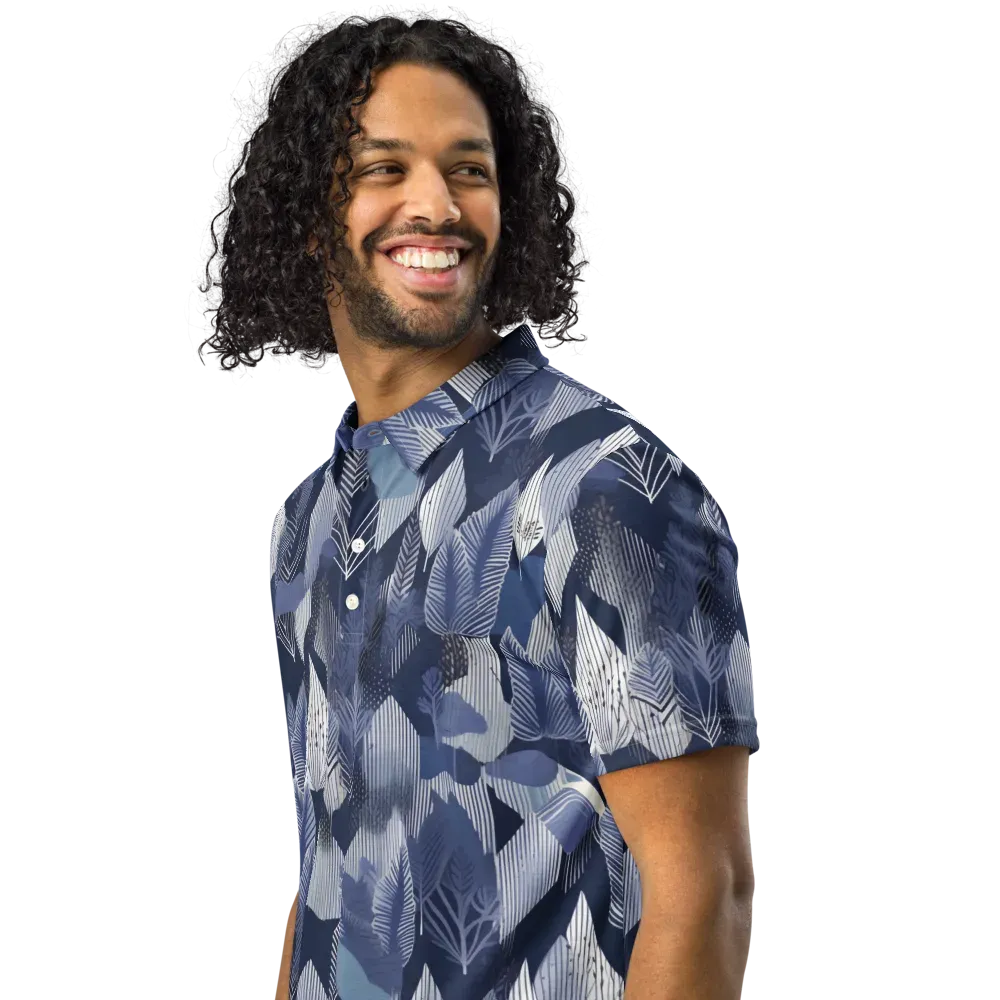 Midnight Frond on Men's Slim Fit Polo Shirt — Left Front