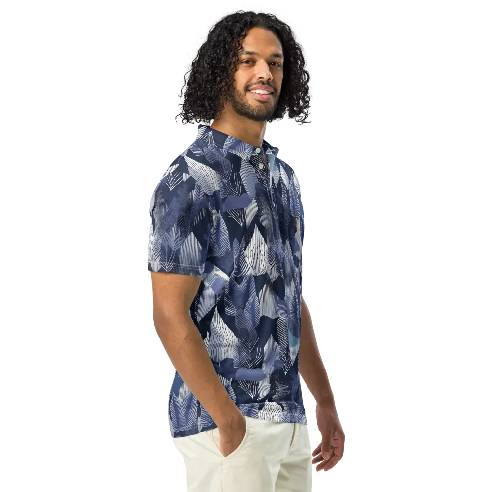 Midnight Frond on Men's Slim Fit Polo Shirt — Right Front