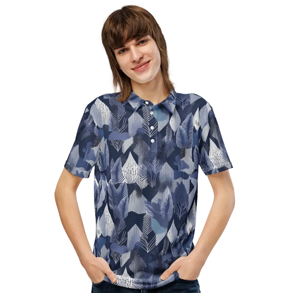 Midnight Frond on Men's Slim Fit Polo Shirt — Front