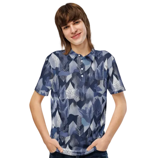 Midnight Frond on a Men's Slim Fit Polo Shirt