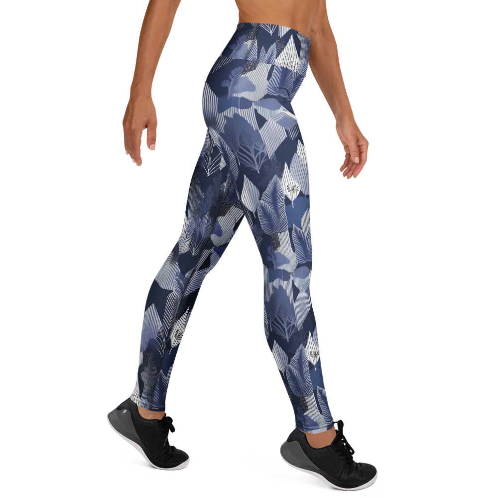 Midnight Frond on Yoga Leggings — Right