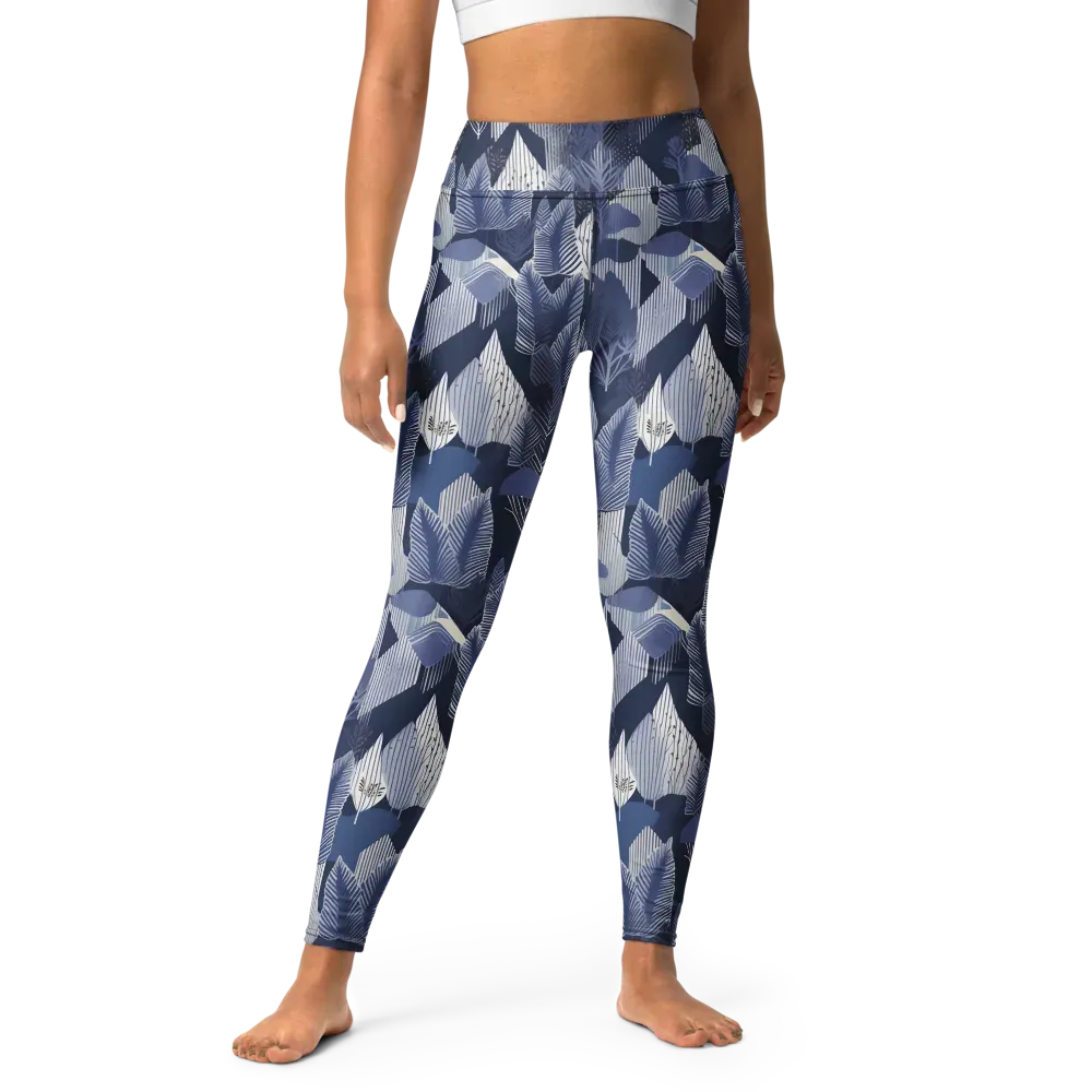 Midnight Frond on Yoga Leggings — Front