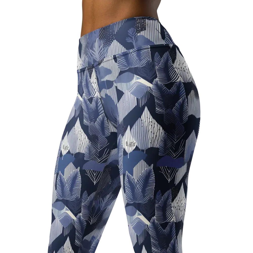 Midnight Frond on Yoga Leggings — Left Front
