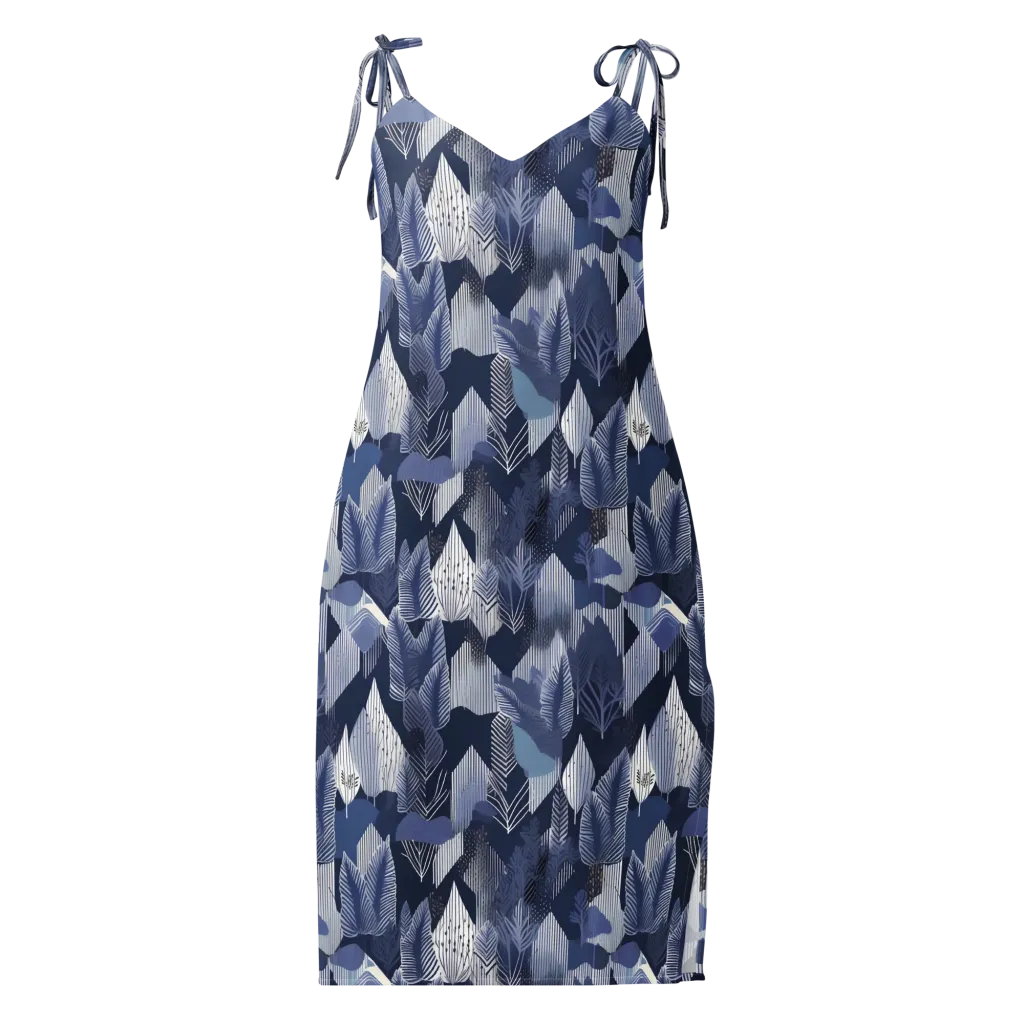 Midnight Frond on Slip Dress — Front