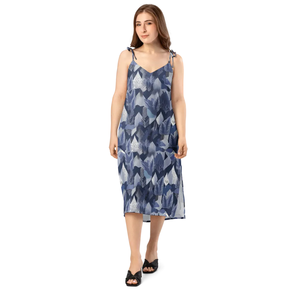 Midnight Frond on Slip Dress — Front