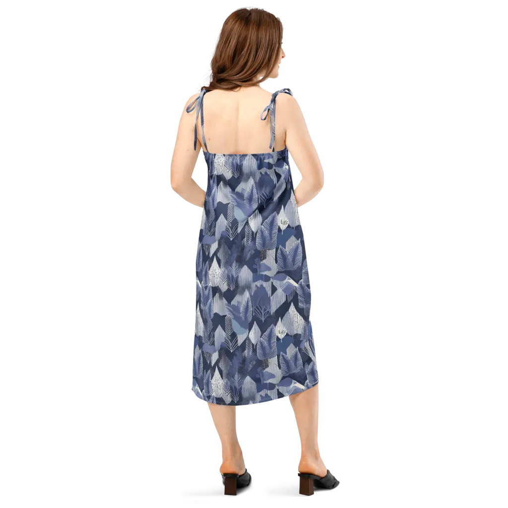 Midnight Frond on Slip Dress — Back