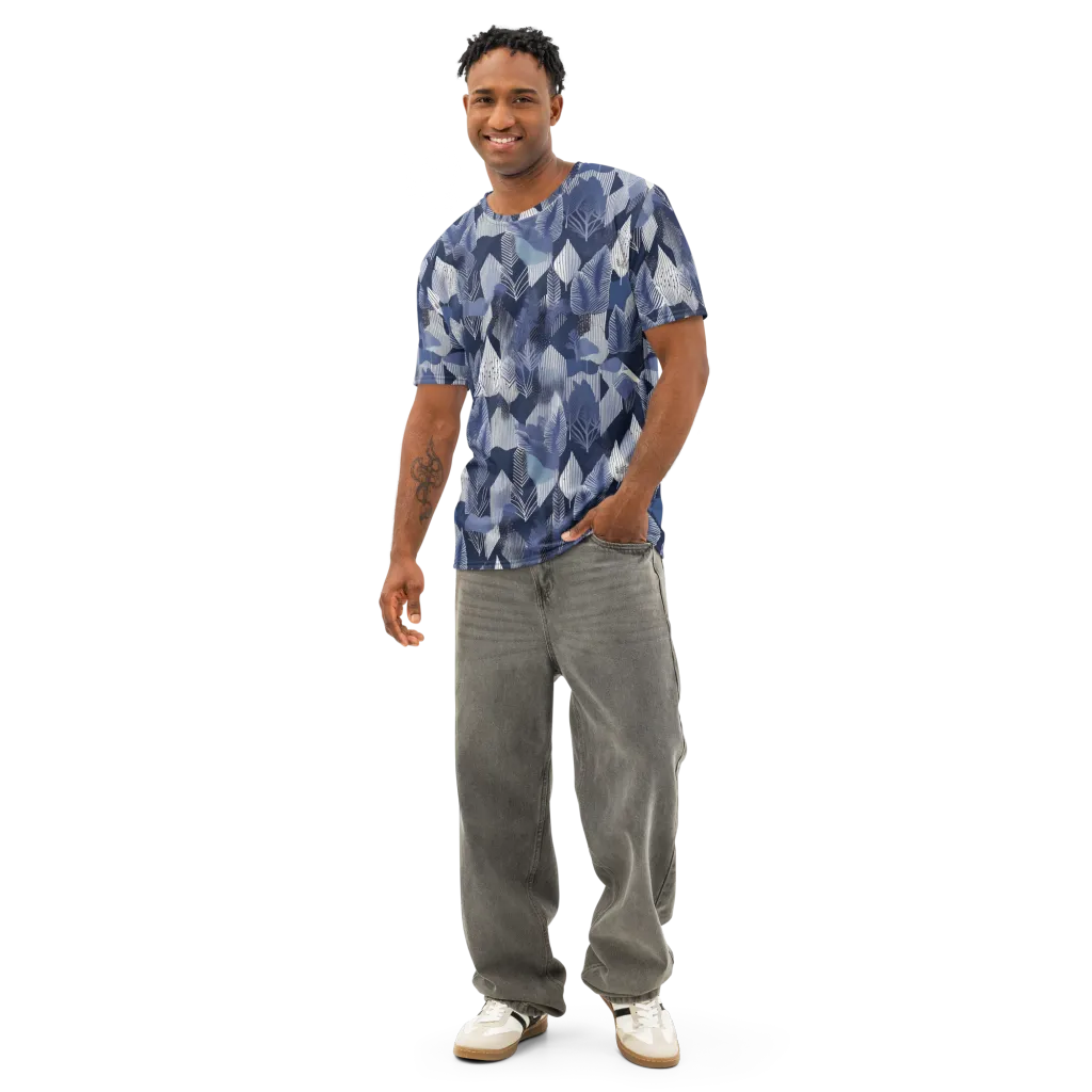 Midnight Frond on Men's Cotton Crew Neck T-Shirt — Front