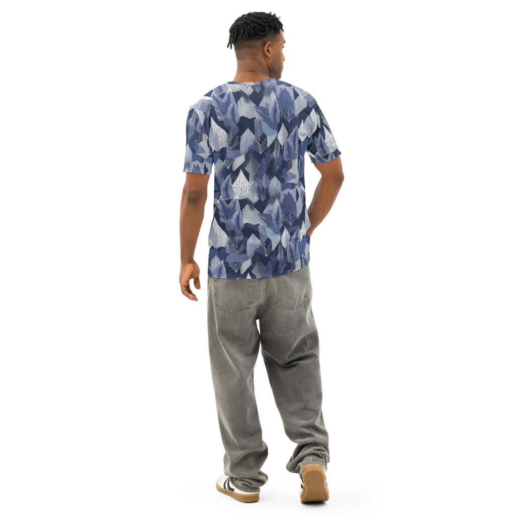 Midnight Frond on Men's Cotton Crew Neck T-Shirt — Back