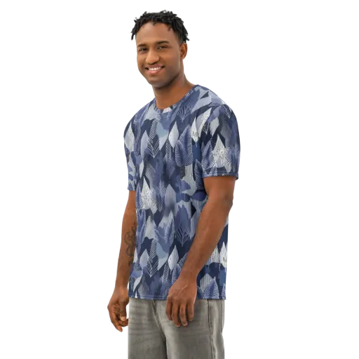 Midnight Frond on a Men's Cotton Crew Neck T-Shirt