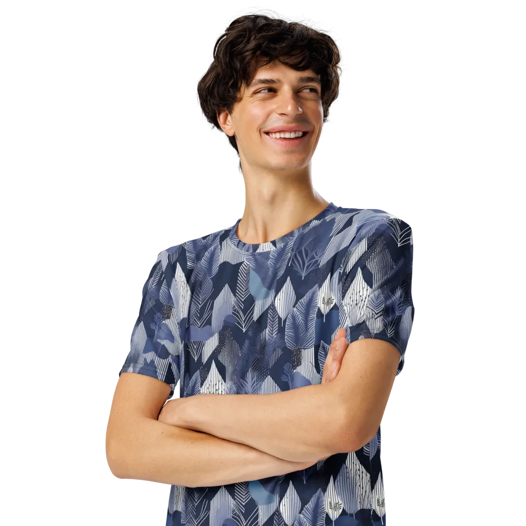 Midnight Frond on Men's Crew Neck T-Shirt — Left Front
