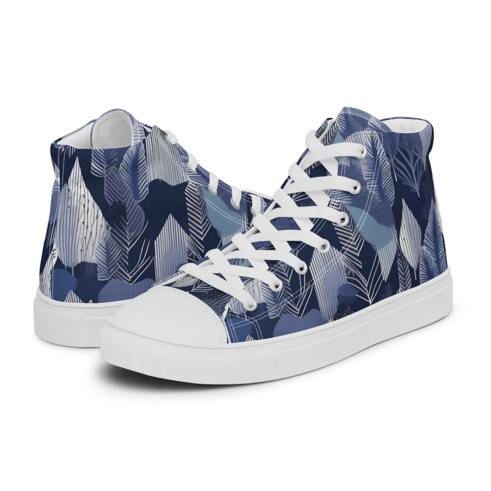 Midnight Frond on Men's High Top Canvas Shoes — Left